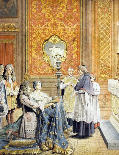 1683年10月9〜10日、ルイ14世とフランソワーズドービニュの間の秘密の結婚式 作： Maurice Leloir